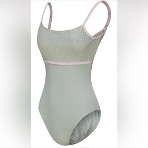 Elegant Lace Swimsuit in Light Green and Pink